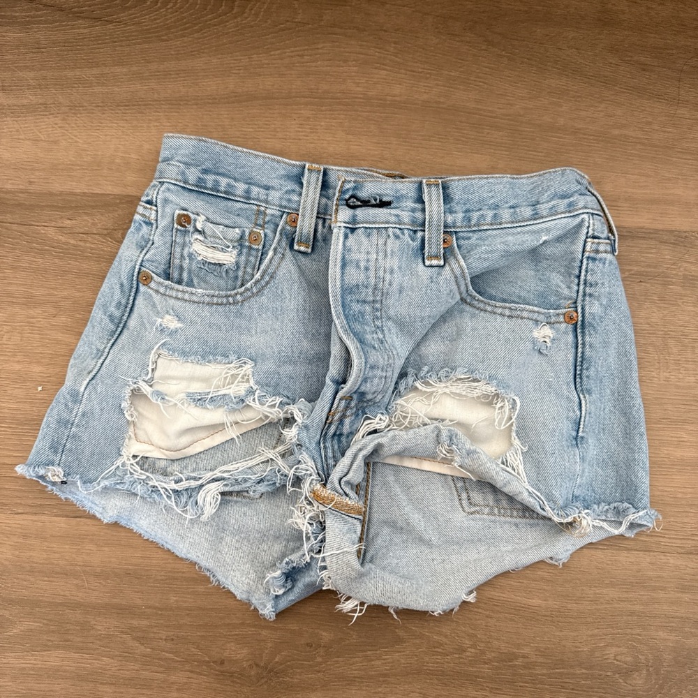 Levi's Light Blue Distressed Jean Shorts